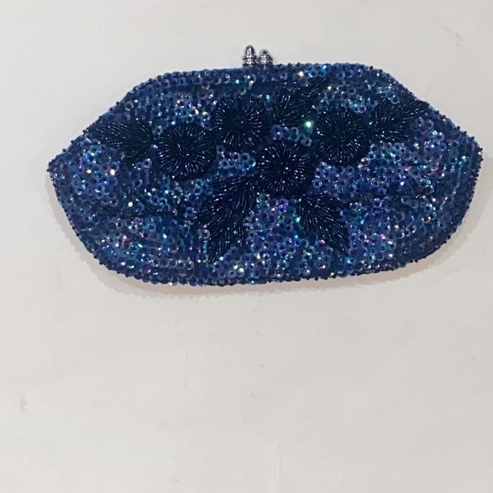 Vintage Hand Beaded Made In Hong Kong Sequins Had Bag